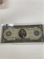 Large $5 Blue Seal Currency 1914