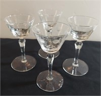 4pc Crystal Sherry Glasses Wheel Cut 2 Patterns