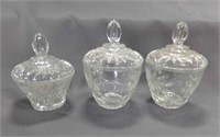 (3) Vintage Anchor Hocking Pressed Cut Glass