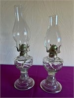 Vintage An Qing China Pressed Glass Oil lamps