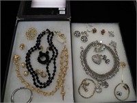 Two containers of costume jewelry : faux
