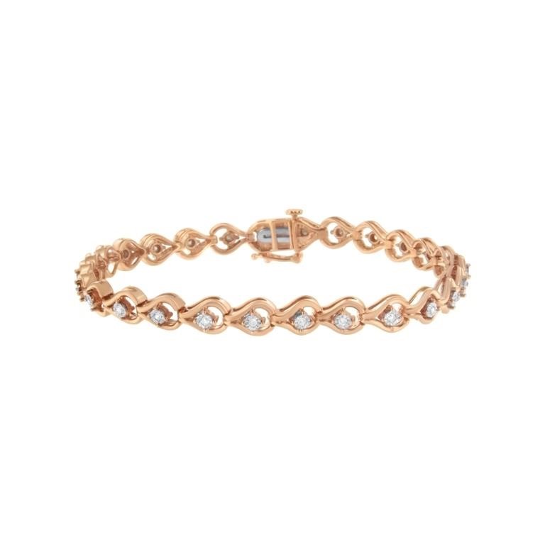 Elegant Gold-pl .29ct Diamond Teardrop Bracelet