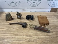 Hand crafted Pipe, Portiere binoculars & more