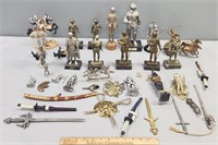 Medieval Knights; Pewter Figures & Swords