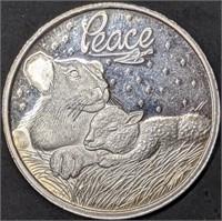 1993 1 oz Silver Christmas Round Lion and Lamb