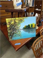 Oil Painting On Board Silver Lake Milford