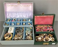 Group of vintage, etc. jewelry in 2 jewelry boxes