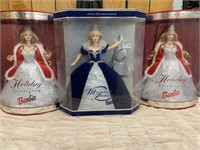 3 HOLIDAY BARBIES