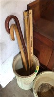 Planter, canes, measuring sticks