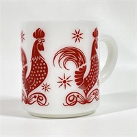 Mid Century Hazel Atlas Red Rooster Coffee Cup
