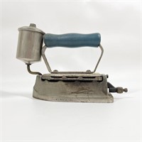 Antique Steam Iron w/ Turquoise Blue Handle