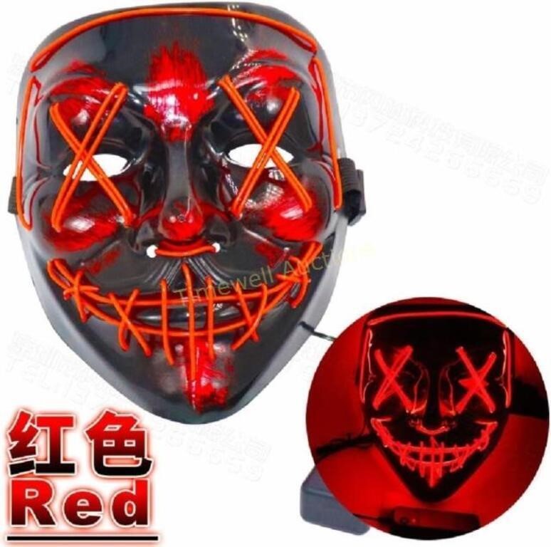 Halloween Glow Mask Black Terror LED Mask