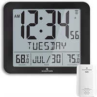 MARATHON Slim Atomic Wall Clock, Black - Large