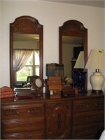 Wooden dresser with mirrors