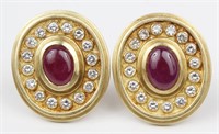18K YELLOW GOLD RUBY AND DIAMOND EARRINGS