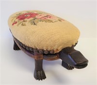 Antique Turtle Embroidered Footstool