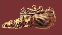 STUNNING LARGE VINTAGE GOLD NOAH'S ARK BROOCH