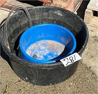 Heated Pet Dish and Rubber Feed Bucket. #C.