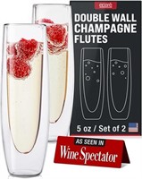(N) Glass Champagne Flutes - Set of 2 - Stemless S