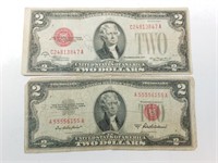 OF) 1928 and 1953 $2 Red Seal notes