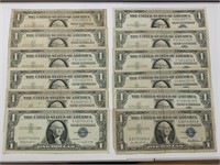 OF) (12) 1957 $1 silver certificates