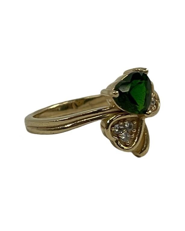 Gold Toned .925 silver Emerald Flower Ring