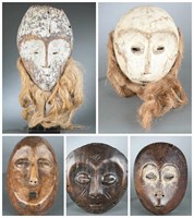5 Lega style masks. 20th century.