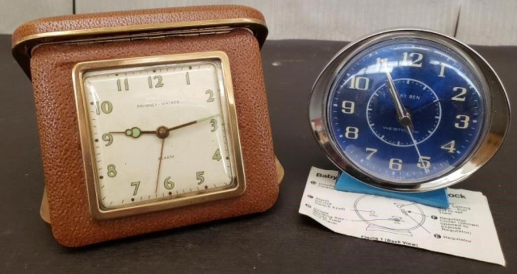Pair of Vintage Wind Up Alarm Clocks.