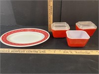 Three Vintage 1960's PYREX Red Refrigerator