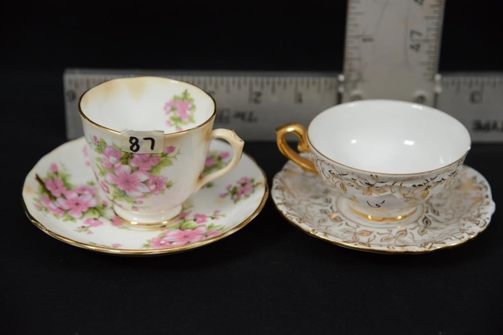 TEA CUPS, SAUCERS