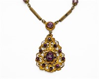 Vintage Czech Amethyst Rhinestone Necklace