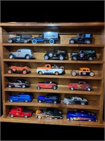 Wood Display Case With Harley Diecasts