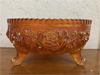Marigold Imperial Carnival Glass Footed Dish