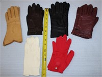 six pairs ladies' gloves leather