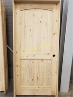 24" Left Hand Arch Top Knotty Pine Interior Door