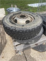 PAIR OF 235/85R16 DUALLY TIRES AND WHEELS