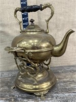 Victorian brass kettle on stand w/ burner