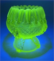 Northwood Dugan Uranium Vaseline Opalescent Bowl