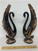 2-Ceramic Swans 14" High Made In Japan