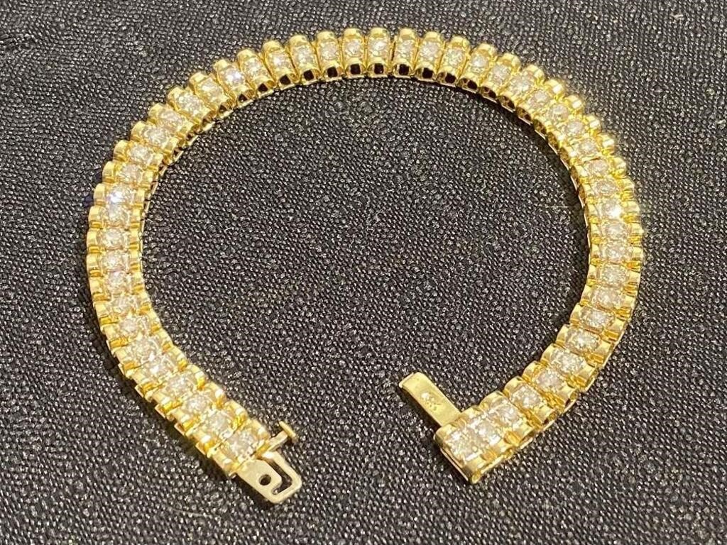 14K Gold Yellow 5 Carat Diamond Bracelet | Live and Online Auctions on ...