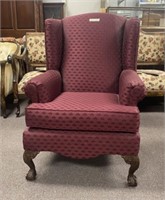 Ball-n-Claw Red Upholstered Wing Back Arm Chair