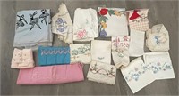Vintage Assorted Linens Tablecloth Napkins Towels