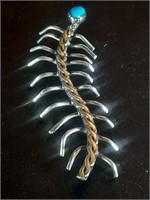 STERLING NATIVE AMERICAN TURQUOISE CENTIPEDE PIN