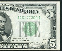 $5 1934 Federal Reserve Note ** PAPER CURRENCY