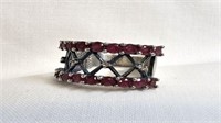 LADIES S/S RING SW RED & CLEAR STONES SIZE 7