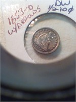 1853 O with arrows half dime