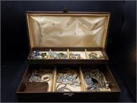 Jewelry Box with Signed & Unsigned Vintage Jewelry