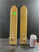 Pair of sconces gold with brass candleholders