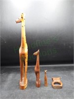 Hand Carved Giraffes & Owl Kenya Leo/Besmo