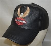 Vtg Harley Davidson Motorcycle Leather Adj Cap Hat